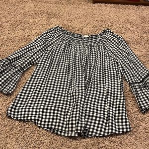 Terra sky checkered maternity shirt